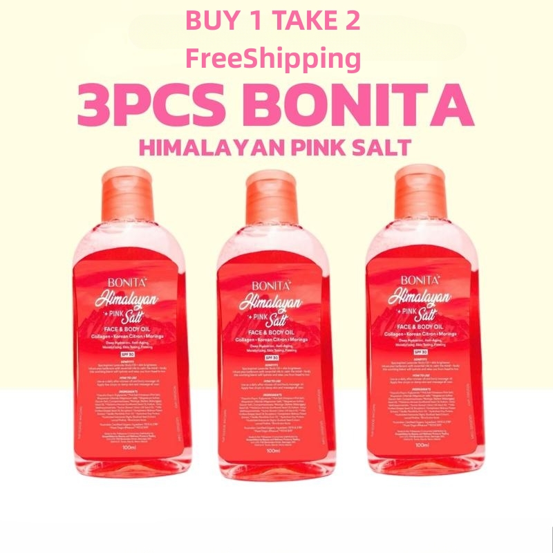 BUY 1 TAKE 2 100ml Himalayan Pink Salt Face and Body Oil with SPF 30, Korean Citron, Collage