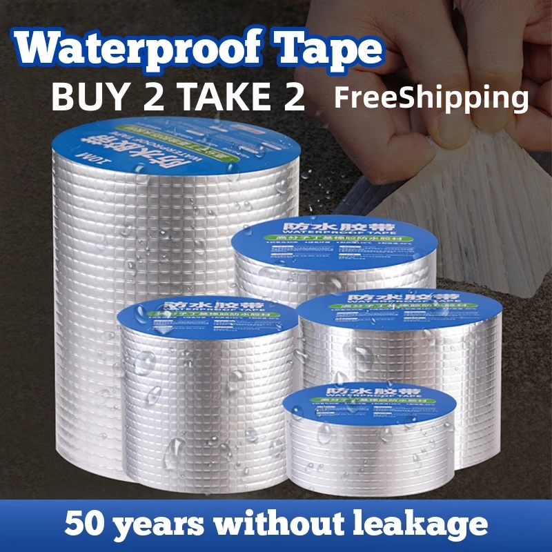 BUY 2 TAKE 2 =4pcs 5M Aluminum Foil Butyl Waterproof Tape For roof leak Roof Sealant Wall Crack Pandikit Sa Bubong Tape