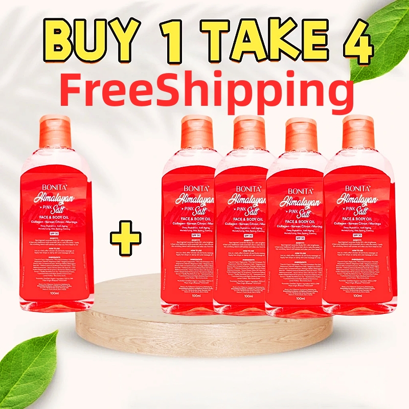 BUY 1 TAKE 4 100ml Himalayan Pink Salt Face and Body Oil with SPF 30, Korean Citron, Collage