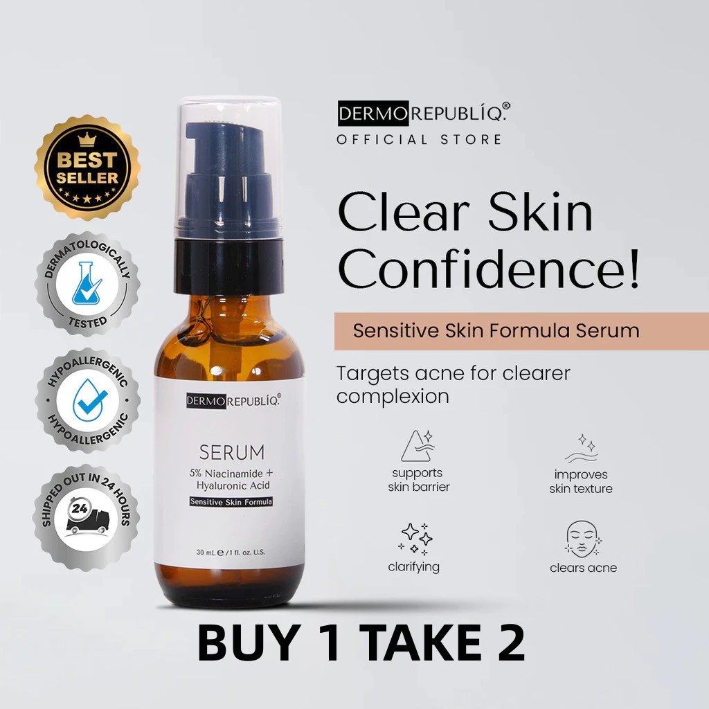 BUY 1 TAKE 2 Dermorepubliq 5% Niacinamide + Hyaluronic Acid Sensitive Skin Formula Serum - 30 mL BUY 1 TAKE 2 Dermorepubliq 5% Niacinamide + Hyaluronic Acid Sensitive Skin Formula Serum - 30 mL